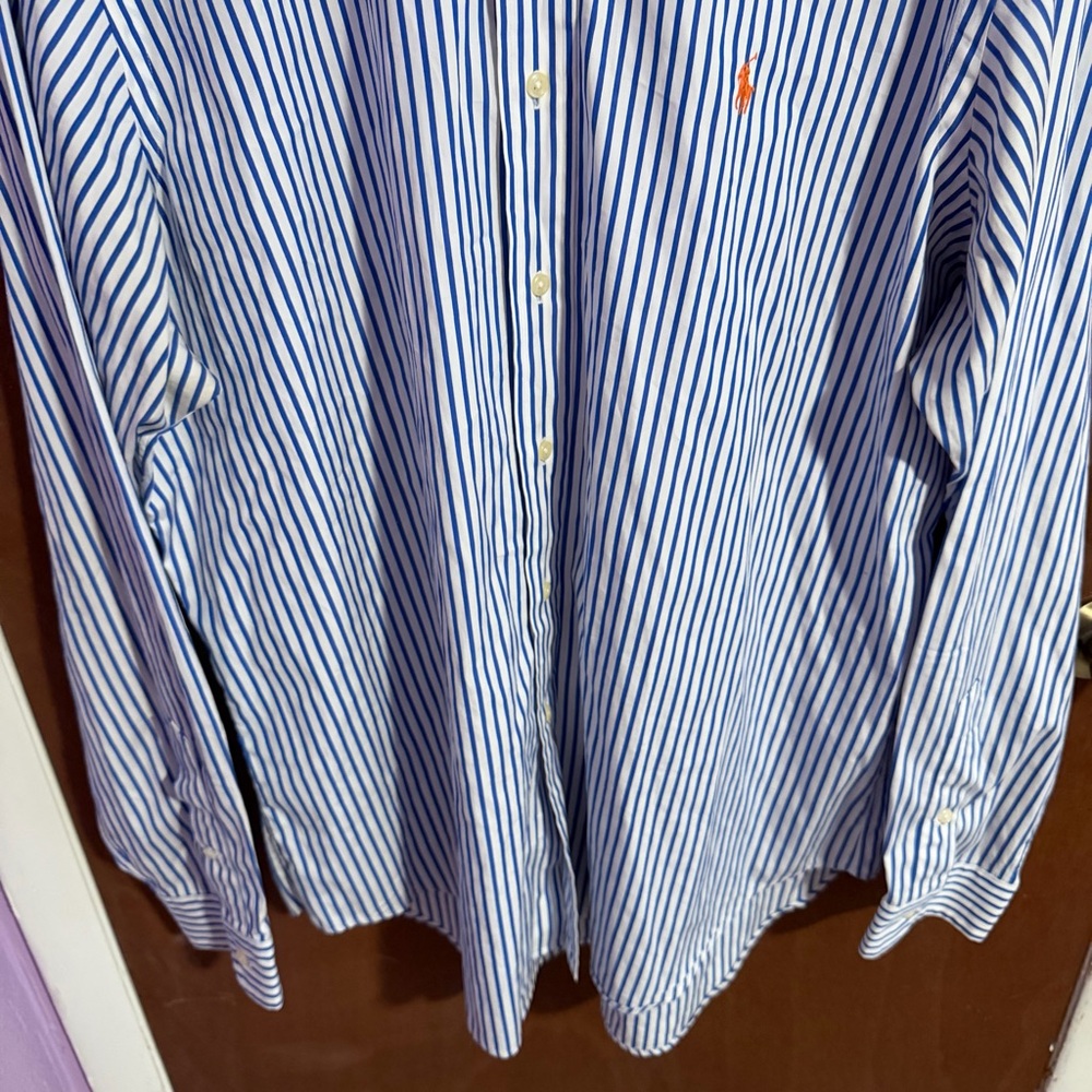 Ralph Lauren Blue and White Stripe Long Sleeve Button Down Size XL - Picture 9 of 9